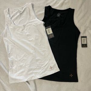 Tommie Copper 2 Pack compression Tanks White Black Large
